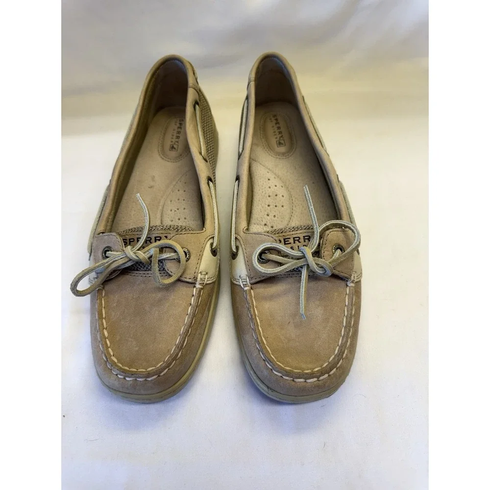 Sperry Top Spider Boat Shoe Women's Size 9.5 Angelfish 9102047 Beige & Tan Mesh